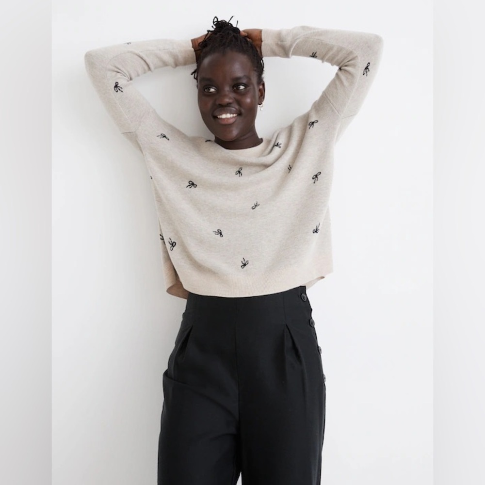 Madewell Bow Jacquard Pullover Sweater